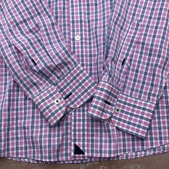 Untuckit Shirt Mens 2XLarge Purple‎ Blue Check Regular Cotton Wrinkle Free - Picture 3 of 11